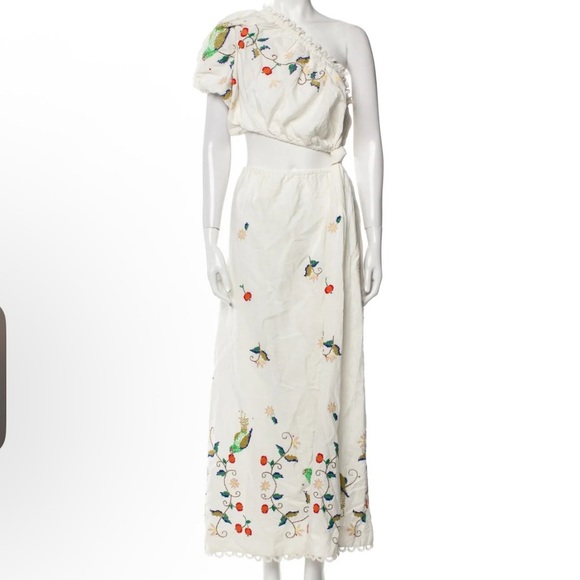FARM Rio Cream Sleeveless embroidered Pitanga Embroidery Maxi Dress large - Picture 1 of 10